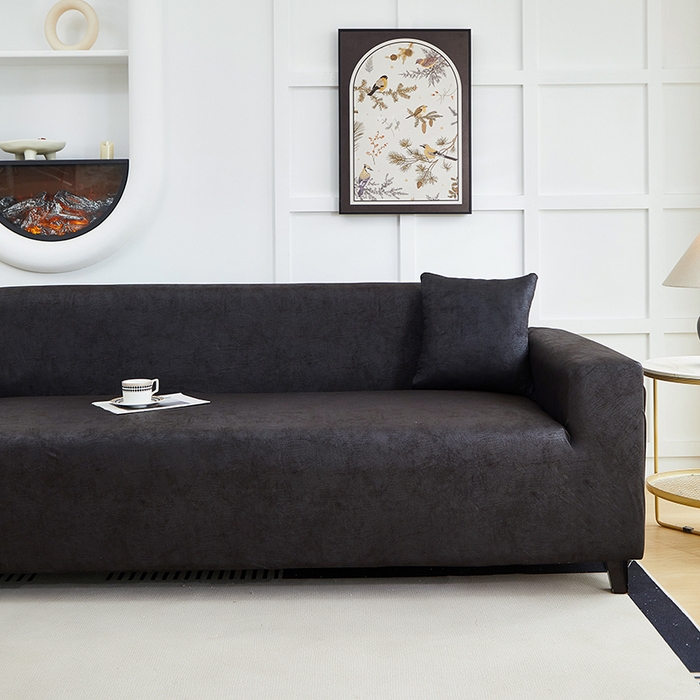 91家纺网 家纺一手货源 找家纺 丝绮鹿 2025新款防水皮革沙发套 全包沙发套松紧款沙发套 黑色
