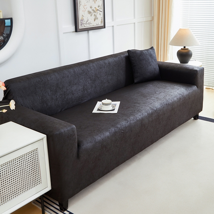 91家纺网 家纺一手货源 找家纺 丝绮鹿 2025新款防水皮革沙发套 全包沙发套松紧款沙发套 黑色