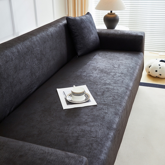 91家纺网 家纺一手货源 找家纺 丝绮鹿 2025新款防水皮革沙发套 全包沙发套松紧款沙发套 黑色
