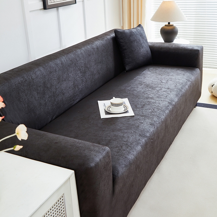 91家纺网 家纺一手货源 找家纺 丝绮鹿 2025新款防水皮革沙发套 全包沙发套松紧款沙发套 黑色