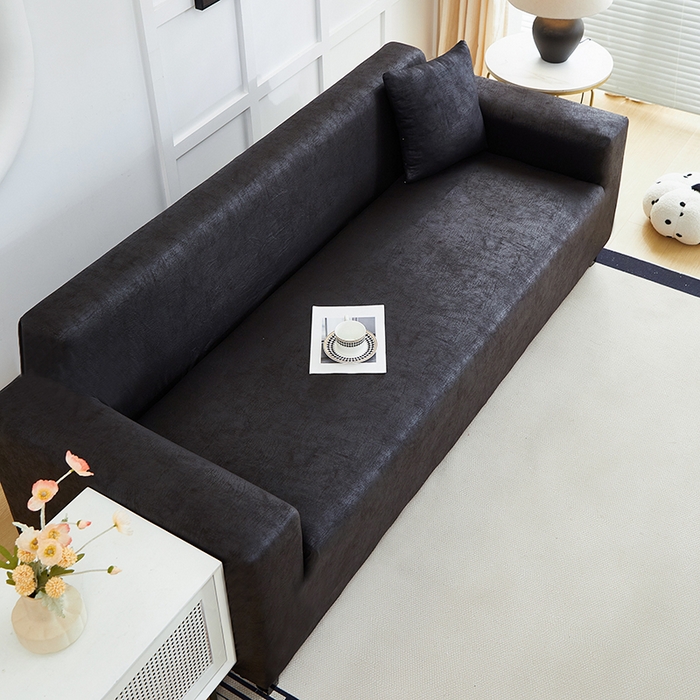 91家纺网 家纺一手货源 找家纺 丝绮鹿 2025新款防水皮革沙发套 全包沙发套松紧款沙发套 黑色