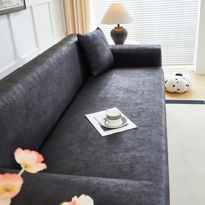 91家纺网 家纺一手货源 找家纺 丝绮鹿 2025新款防水皮革沙发套 全包沙发套松紧款沙发套 黑色