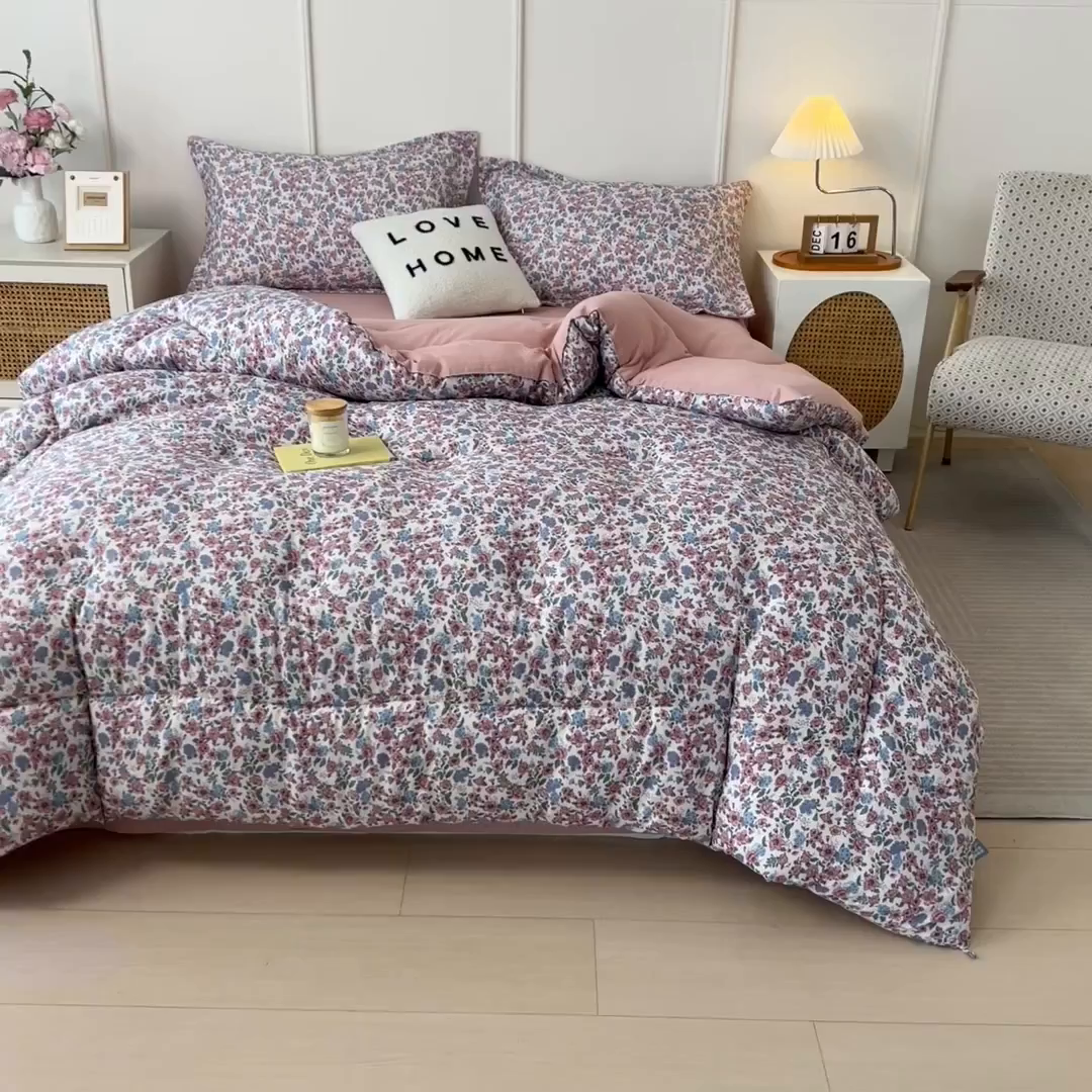 91家纺网 家纺一手货源 找家纺 宝士康家纺 2025新品10A抗菌双层纱冬被被子被芯 紫苑