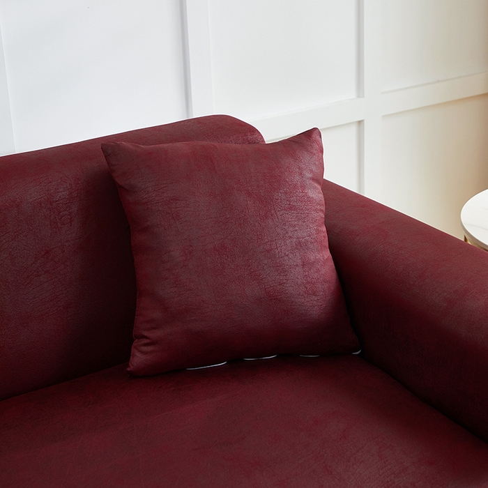 91家纺网 家纺一手货源 找家纺 丝绮鹿 2025新款防水皮革沙发套 全包沙发套松紧款沙发套 酒红
