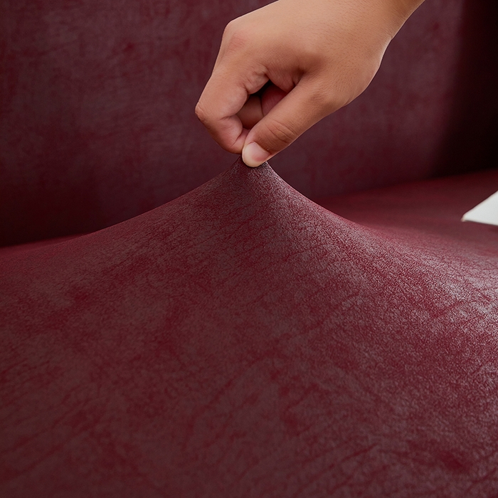 91家纺网 家纺一手货源 找家纺 丝绮鹿 2025新款防水皮革沙发套 全包沙发套松紧款沙发套 酒红