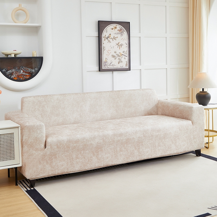 91家纺网 家纺一手货源 找家纺 丝绮鹿 2025新款防水皮革沙发套 全包沙发套松紧款沙发套 米驼