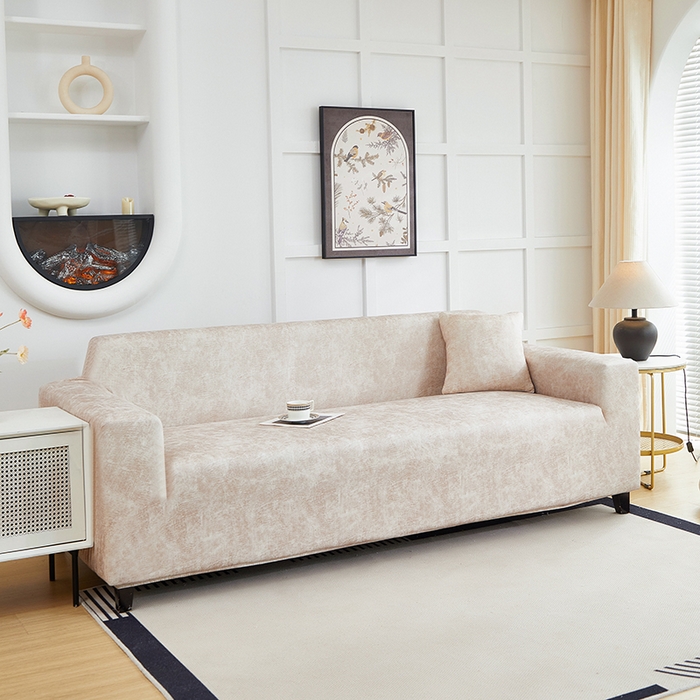 91家纺网 家纺一手货源 找家纺 丝绮鹿 2025新款防水皮革沙发套 全包沙发套松紧款沙发套 米驼