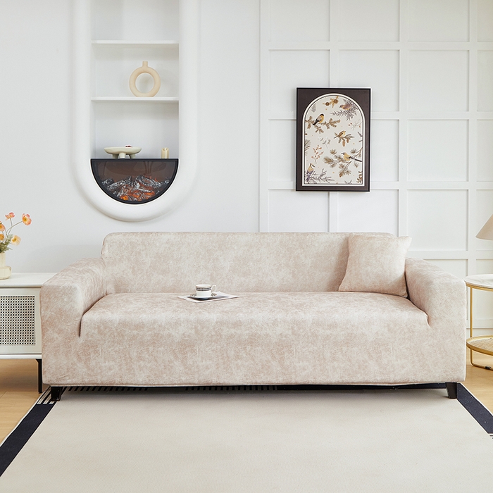 91家纺网 家纺一手货源 找家纺 丝绮鹿 2025新款防水皮革沙发套 全包沙发套松紧款沙发套 米驼