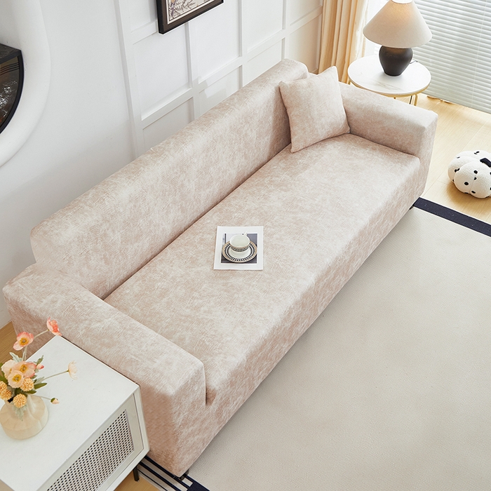 91家纺网 家纺一手货源 找家纺 丝绮鹿 2025新款防水皮革沙发套 全包沙发套松紧款沙发套 米驼