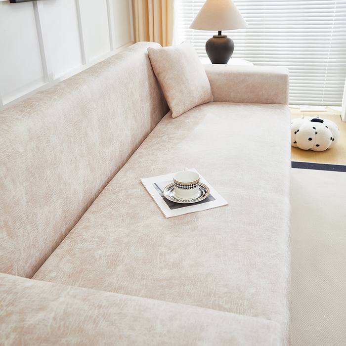 91家纺网 家纺一手货源 找家纺 丝绮鹿 2025新款防水皮革沙发套 全包沙发套松紧款沙发套 米驼