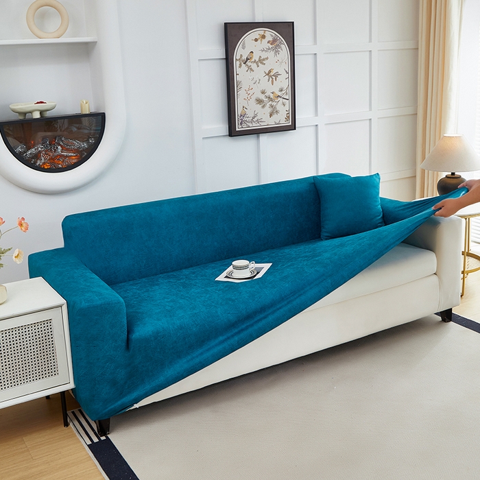 丝绮鹿 2025新款防水皮革沙发套 全包沙发套松紧款沙发套 衫绿