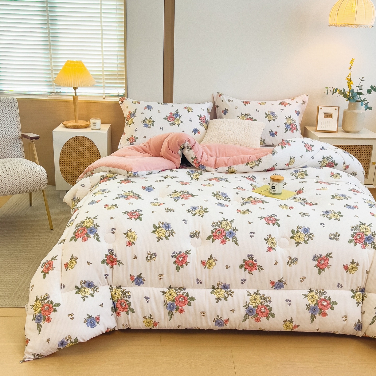 91家纺网 家纺一手货源 找家纺 宝士康家纺 2025新品10A抗菌双层纱冬被被子被芯 繁花似锦