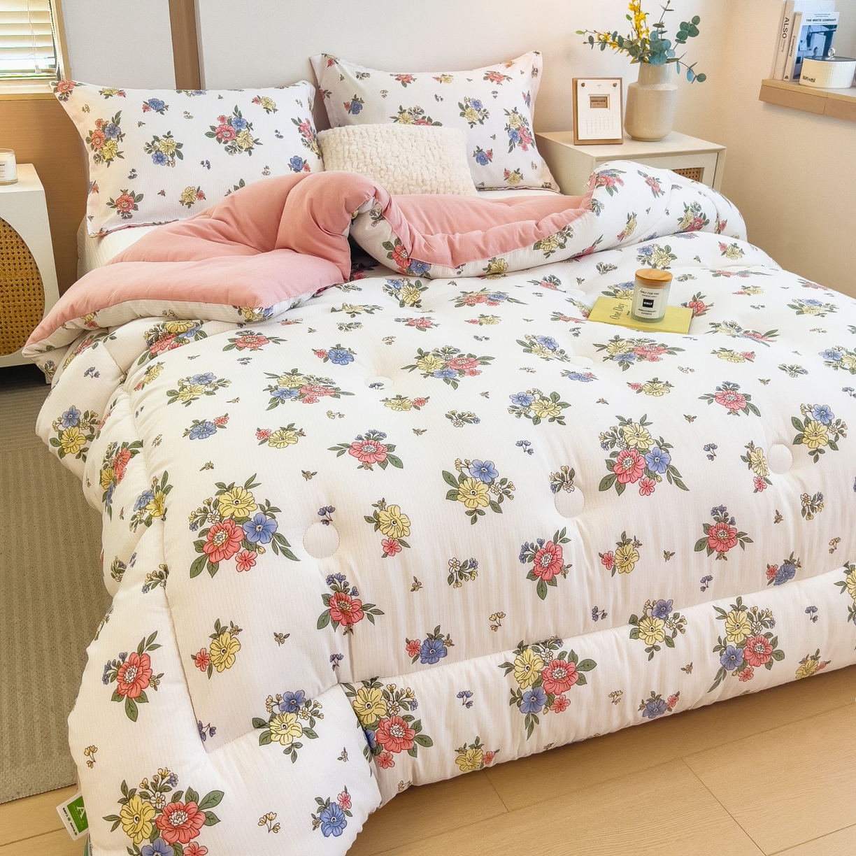 91家纺网 家纺一手货源 找家纺 宝士康家纺 2025新品10A抗菌双层纱冬被被子被芯 繁花似锦