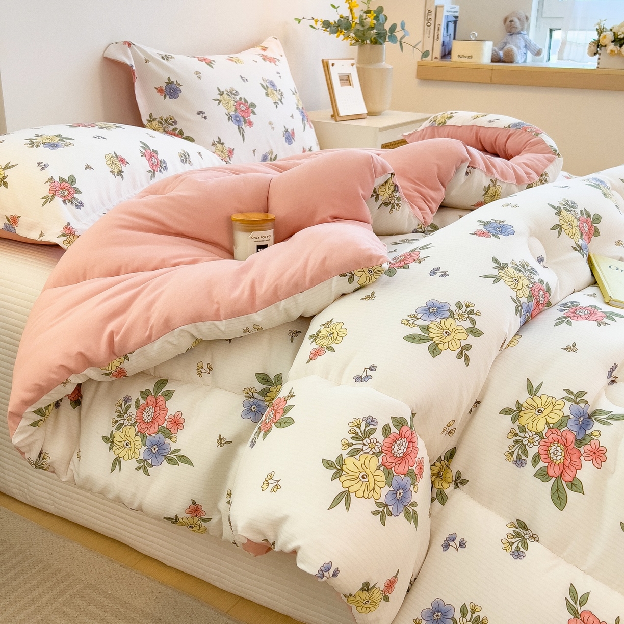 91家纺网 家纺一手货源 找家纺 宝士康家纺 2025新品10A抗菌双层纱冬被被子被芯 繁花似锦