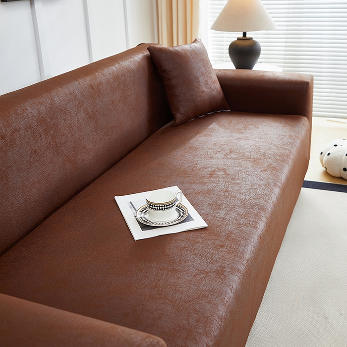 91家纺网 家纺一手货源 找家纺 丝绮鹿 2025新款防水皮革沙发套 全包沙发套松紧款沙发套 深咖