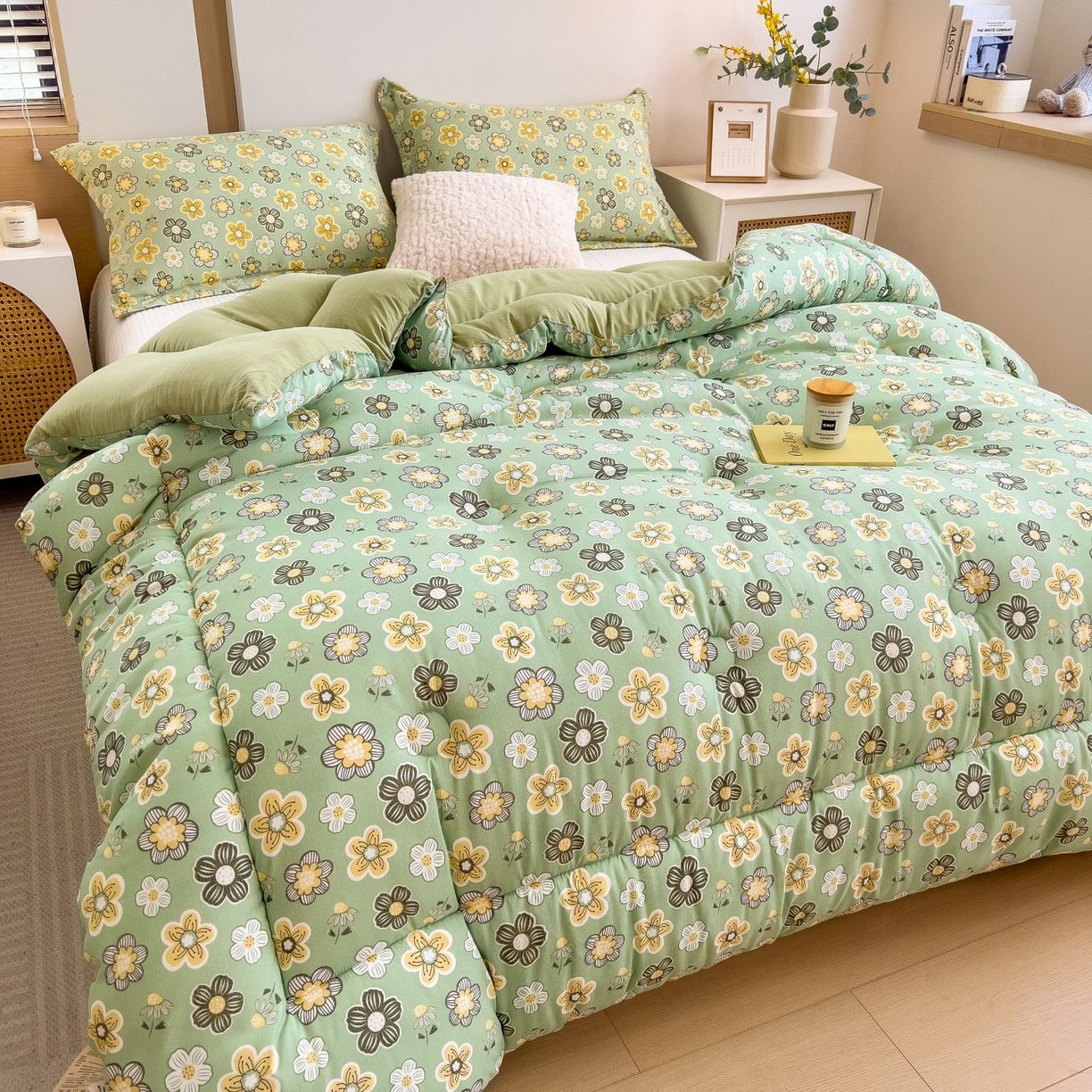 91家纺网 家纺一手货源 找家纺 宝士康家纺 2025新品10A抗菌双层纱冬被被子被芯 花开半夏