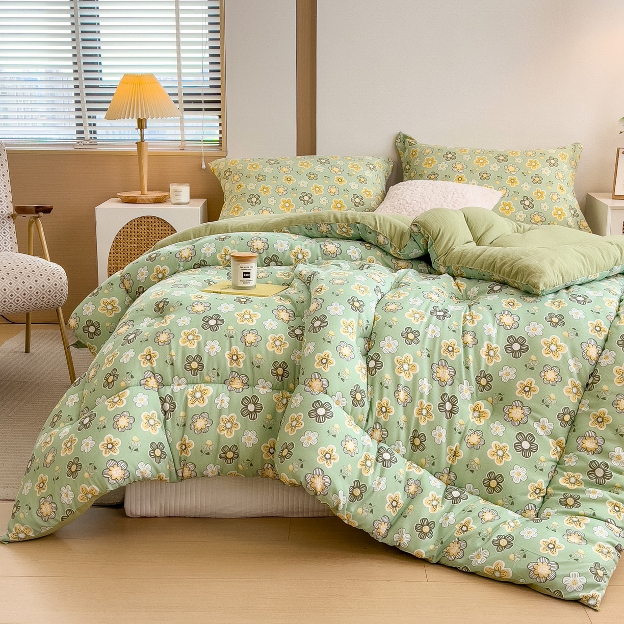 91家纺网 家纺一手货源 找家纺 宝士康家纺 2025新品10A抗菌双层纱冬被被子被芯 花开半夏