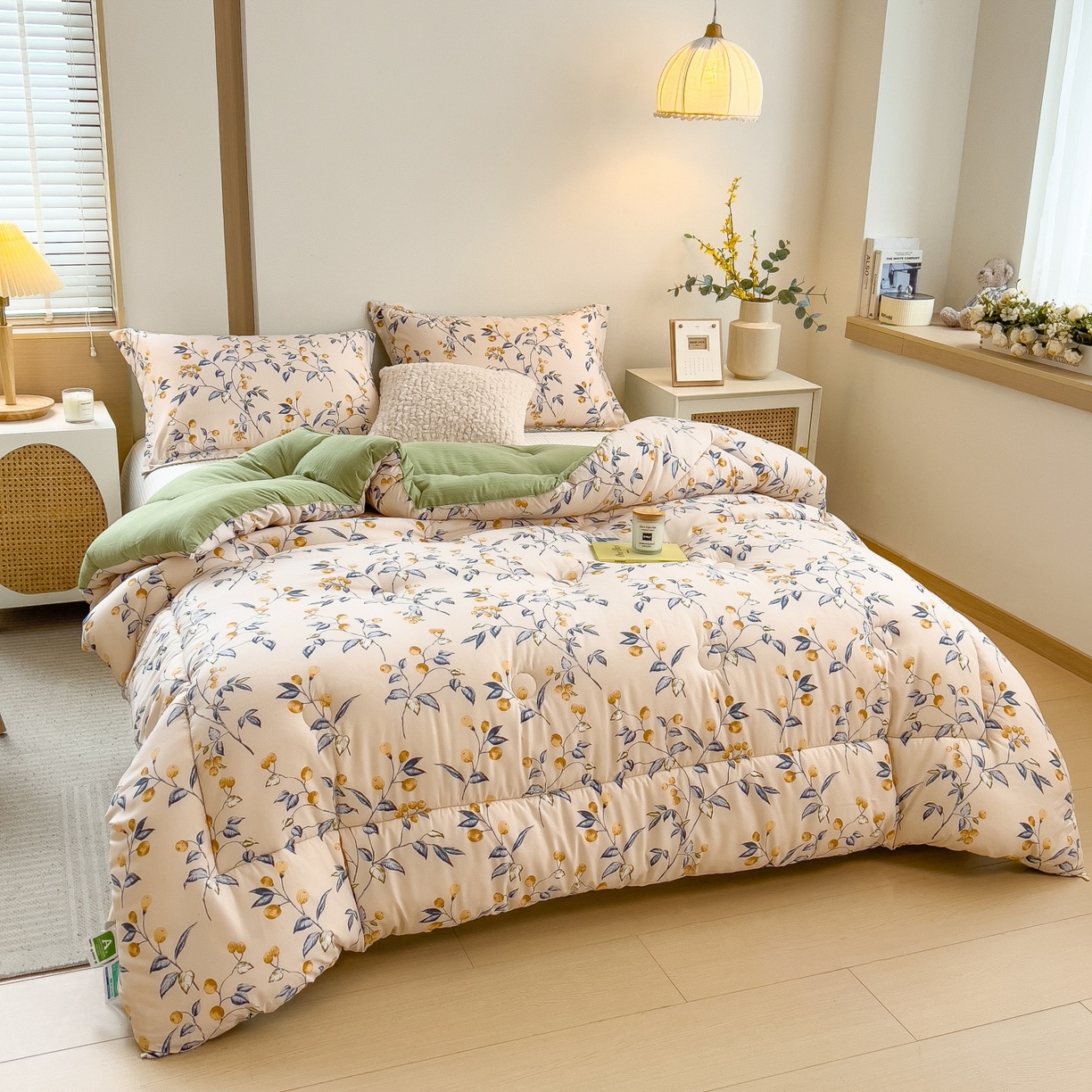 91家纺网 家纺一手货源 找家纺 宝士康家纺 2025新品10A抗菌双层纱冬被被子被芯 金桔