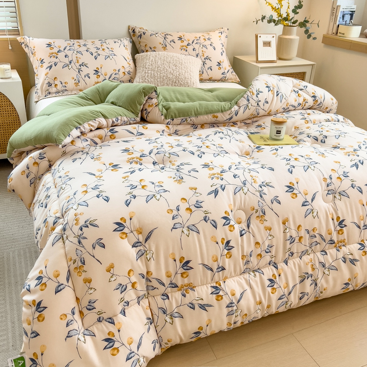 91家纺网 家纺一手货源 找家纺 宝士康家纺 2025新品10A抗菌双层纱冬被被子被芯 金桔