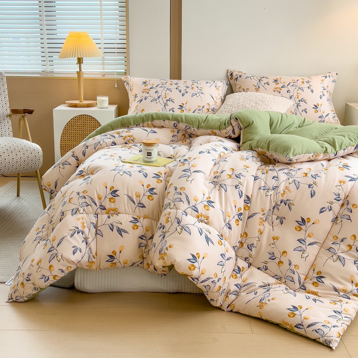 91家纺网 家纺一手货源 找家纺 宝士康家纺 2025新品10A抗菌双层纱冬被被子被芯 金桔