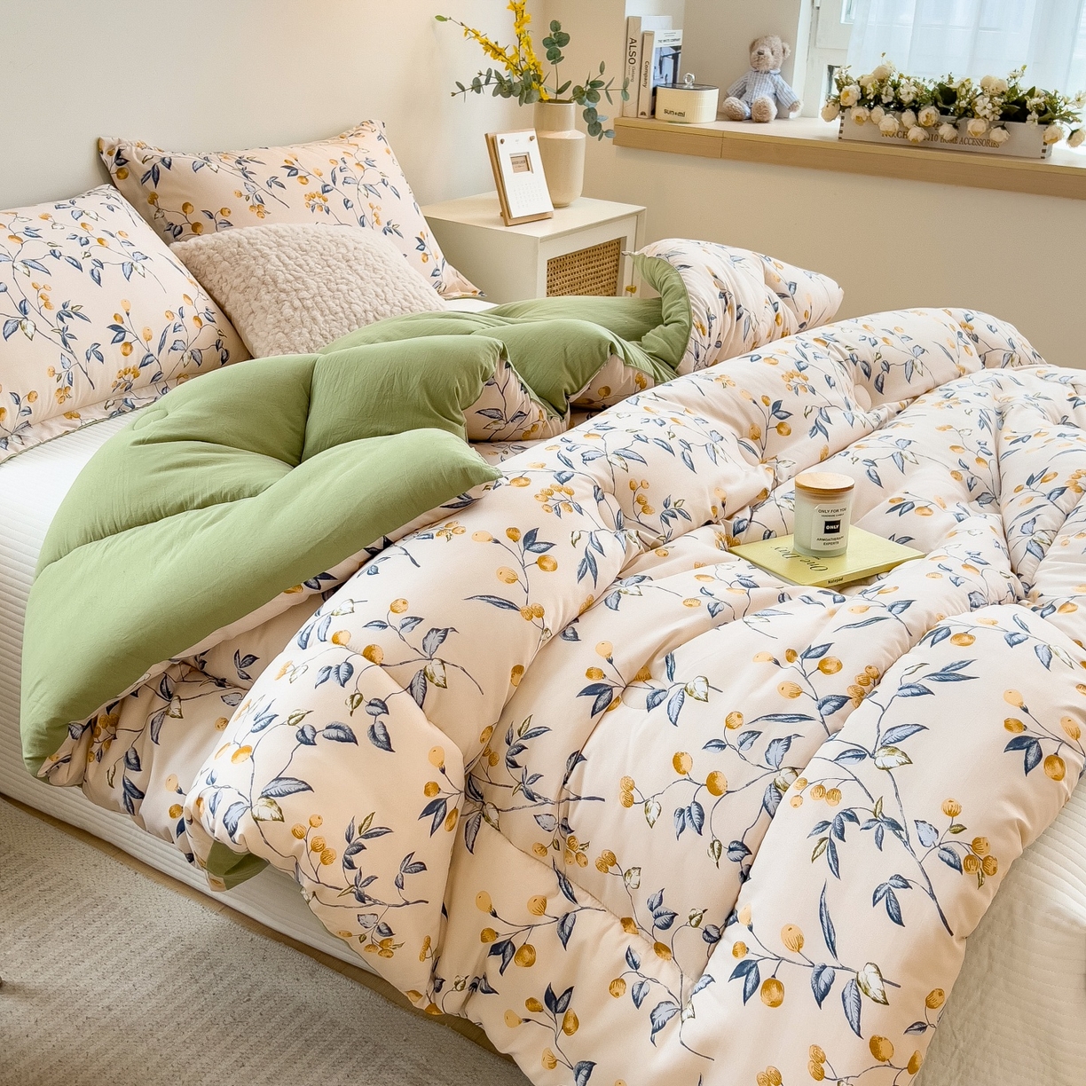 91家纺网 家纺一手货源 找家纺 宝士康家纺 2025新品10A抗菌双层纱冬被被子被芯 金桔