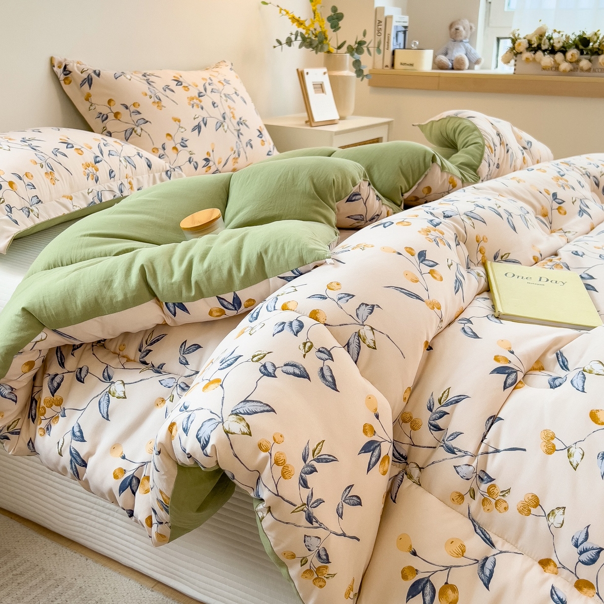 91家纺网 家纺一手货源 找家纺 宝士康家纺 2025新品10A抗菌双层纱冬被被子被芯 金桔