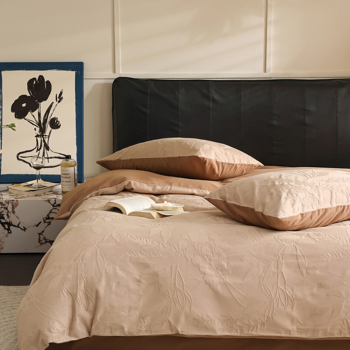 91家纺网 家纺一手货源 找家纺 玉宇阁家居 2025秋款100S大提花磨毛四件套-一梦幽兰系列 一梦幽兰-浅绯琥珀