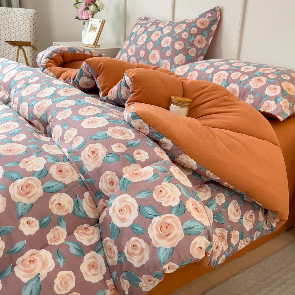 91家纺网 家纺一手货源 找家纺 宝士康家纺 2025新品10A抗菌双层纱冬被被子被芯 玫瑰物语