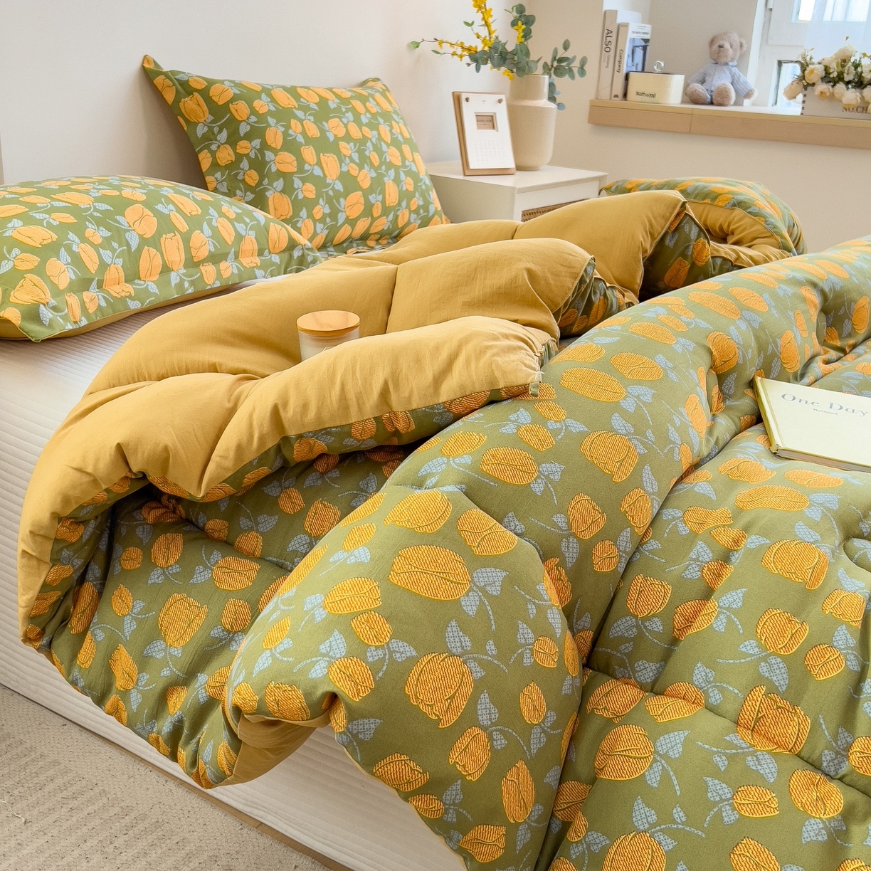 91家纺网 家纺一手货源 找家纺 宝士康家纺 2025新品10A抗菌双层纱冬被被子被芯 郁金香