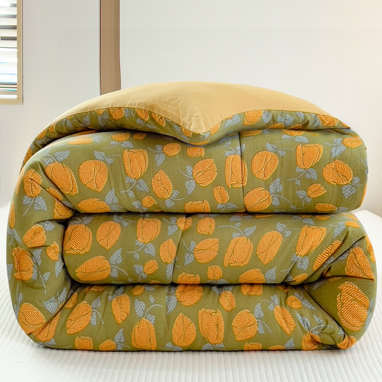 91家纺网 家纺一手货源 找家纺 宝士康家纺 2025新品10A抗菌双层纱冬被被子被芯 郁金香