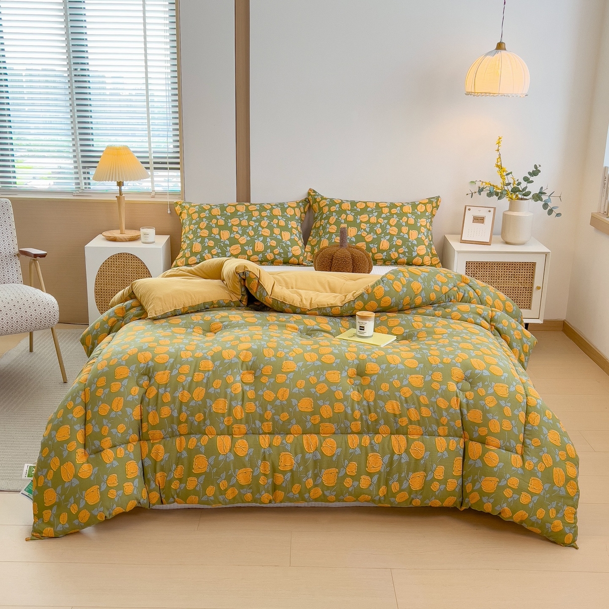 91家纺网 家纺一手货源 找家纺 宝士康家纺 2025新品10A抗菌双层纱冬被被子被芯 郁金香