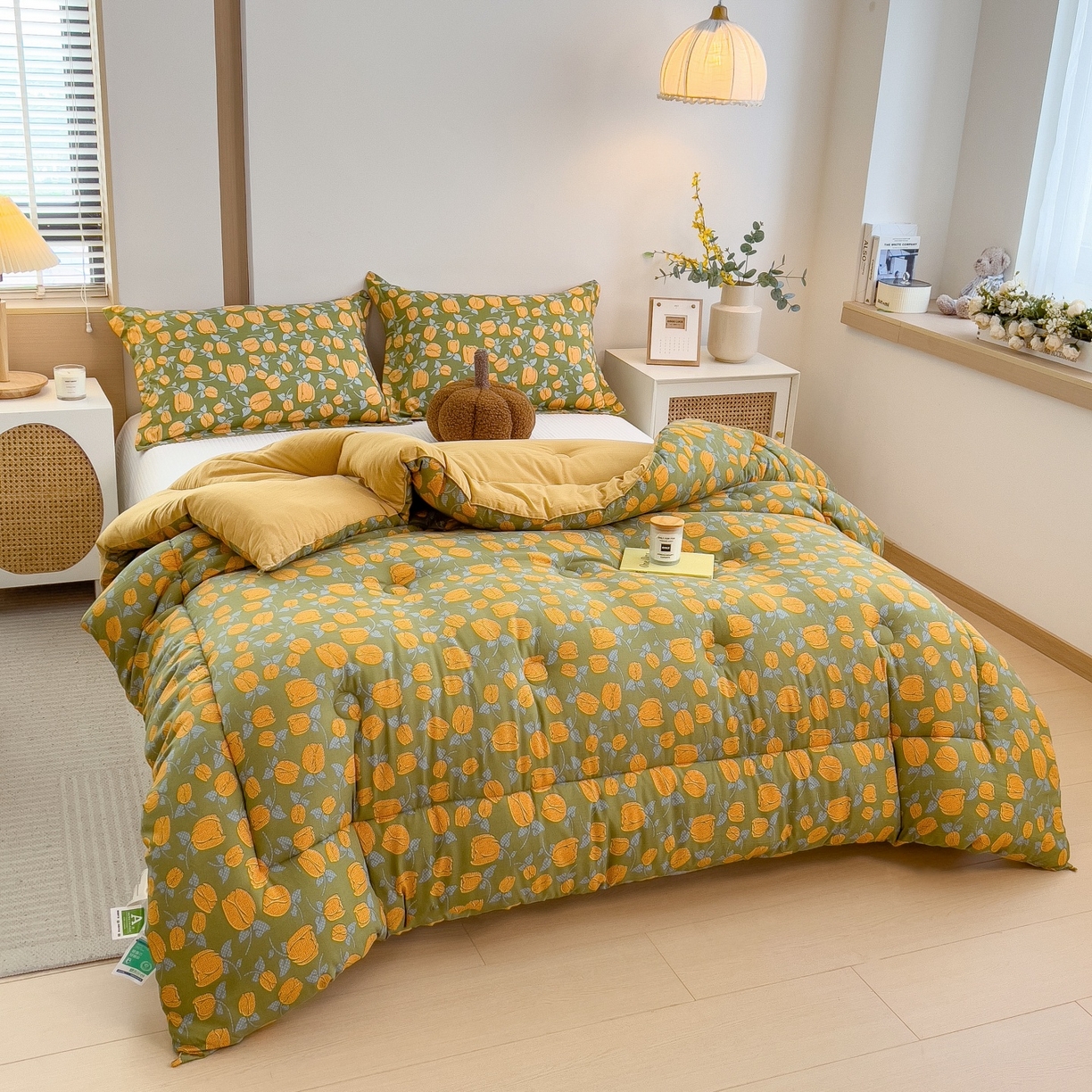 91家纺网 家纺一手货源 找家纺 宝士康家纺 2025新品10A抗菌双层纱冬被被子被芯 郁金香