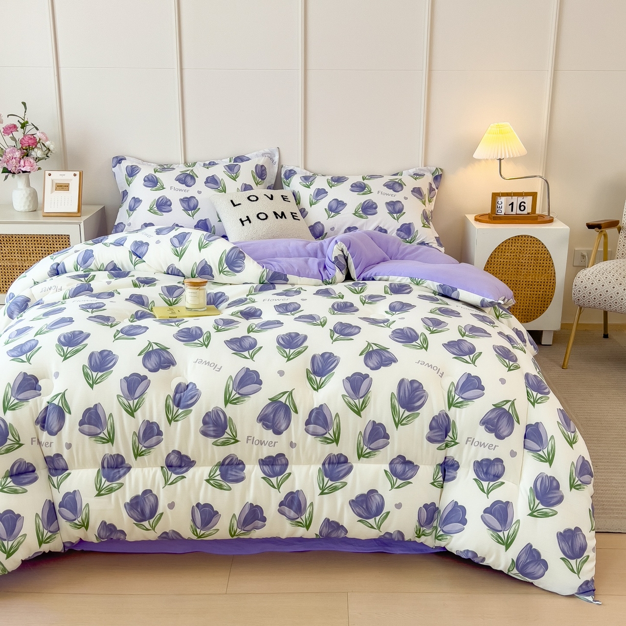 91家纺网 家纺一手货源 找家纺 宝士康家纺 2025新品10A抗菌双层纱冬被被子被芯 郁金紫