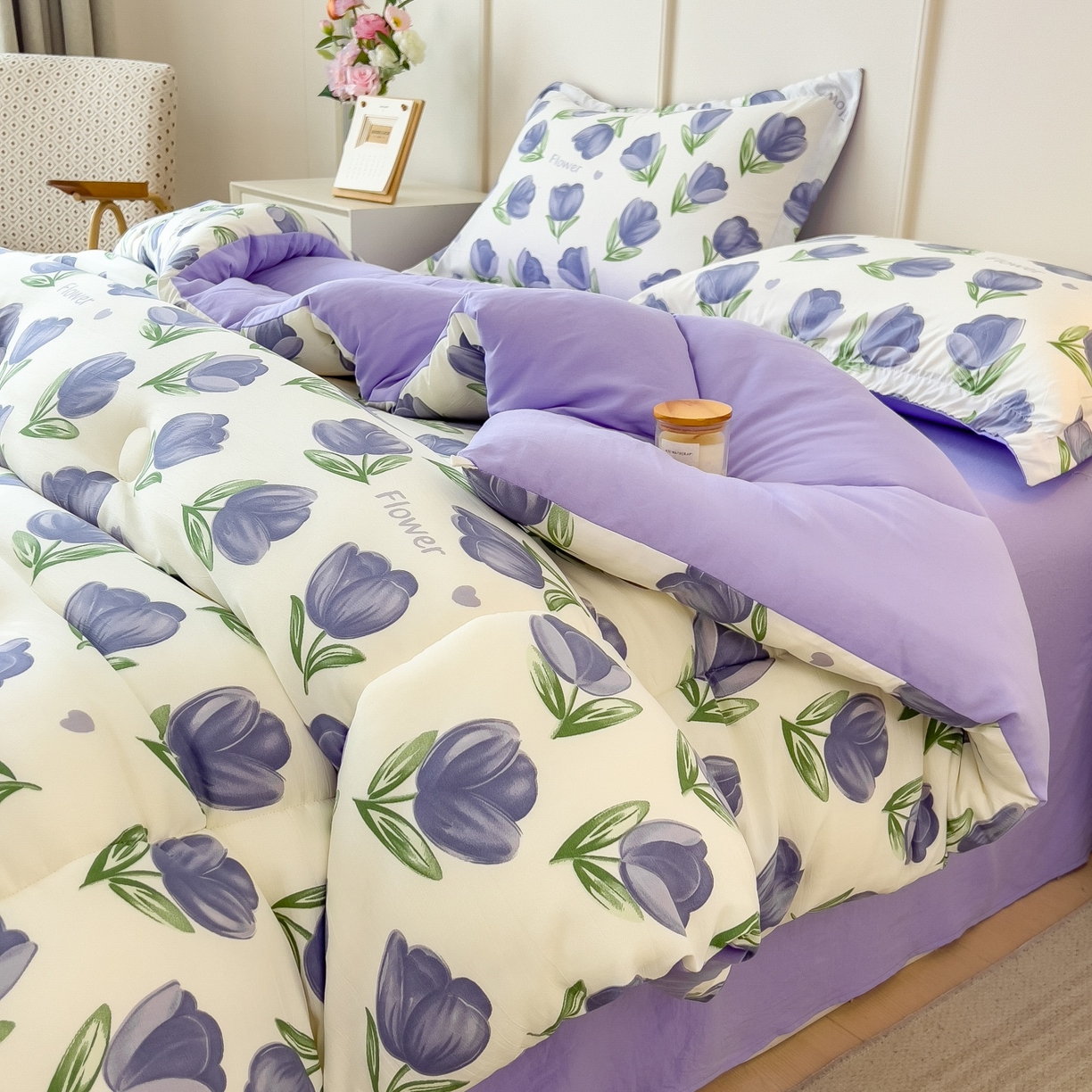 91家纺网 家纺一手货源 找家纺 宝士康家纺 2025新品10A抗菌双层纱冬被被子被芯 郁金紫