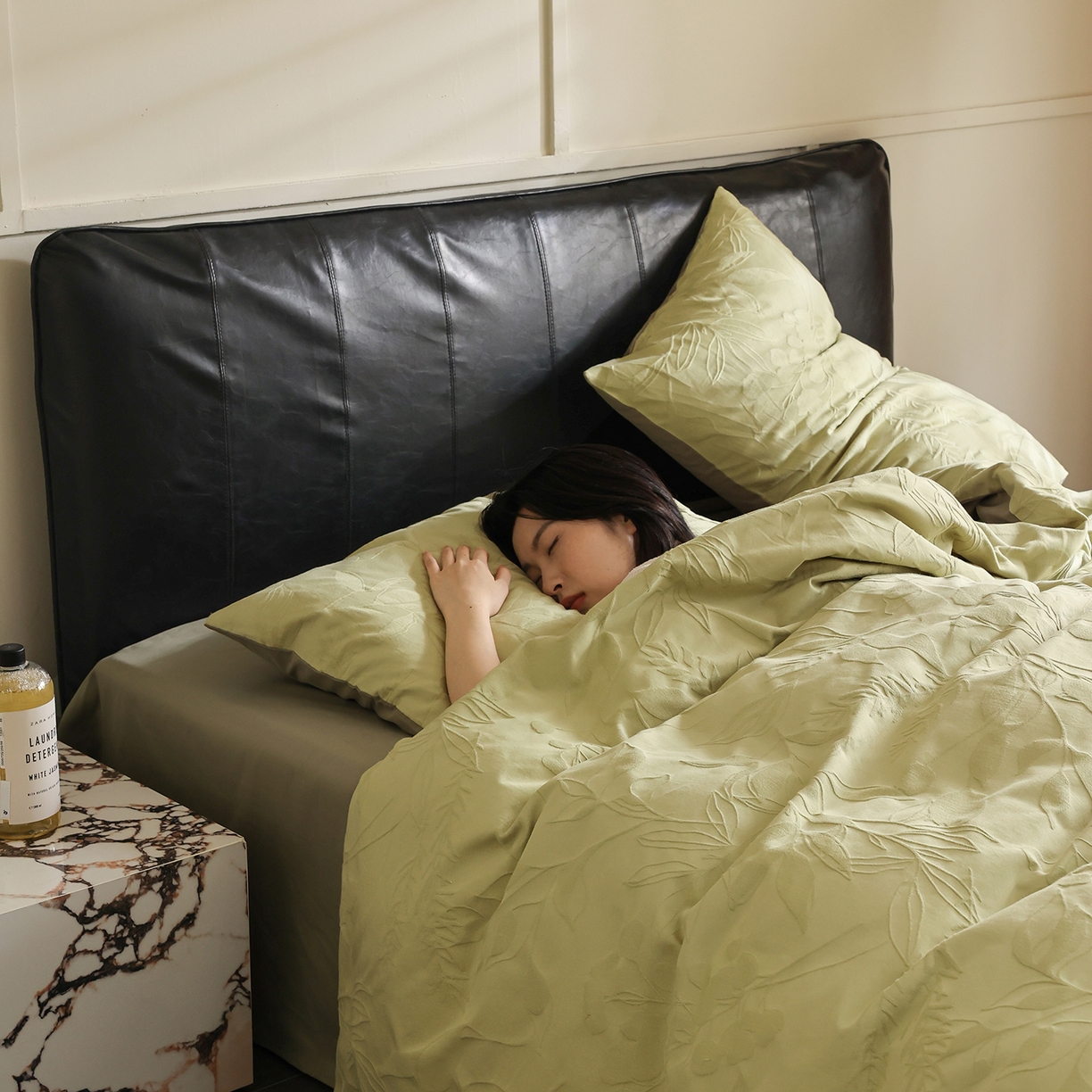 91家纺网 家纺一手货源 找家纺 玉宇阁家居 2025秋款100S大提花磨毛四件套-一梦幽兰系列 一梦幽兰-青梅煮酒绿