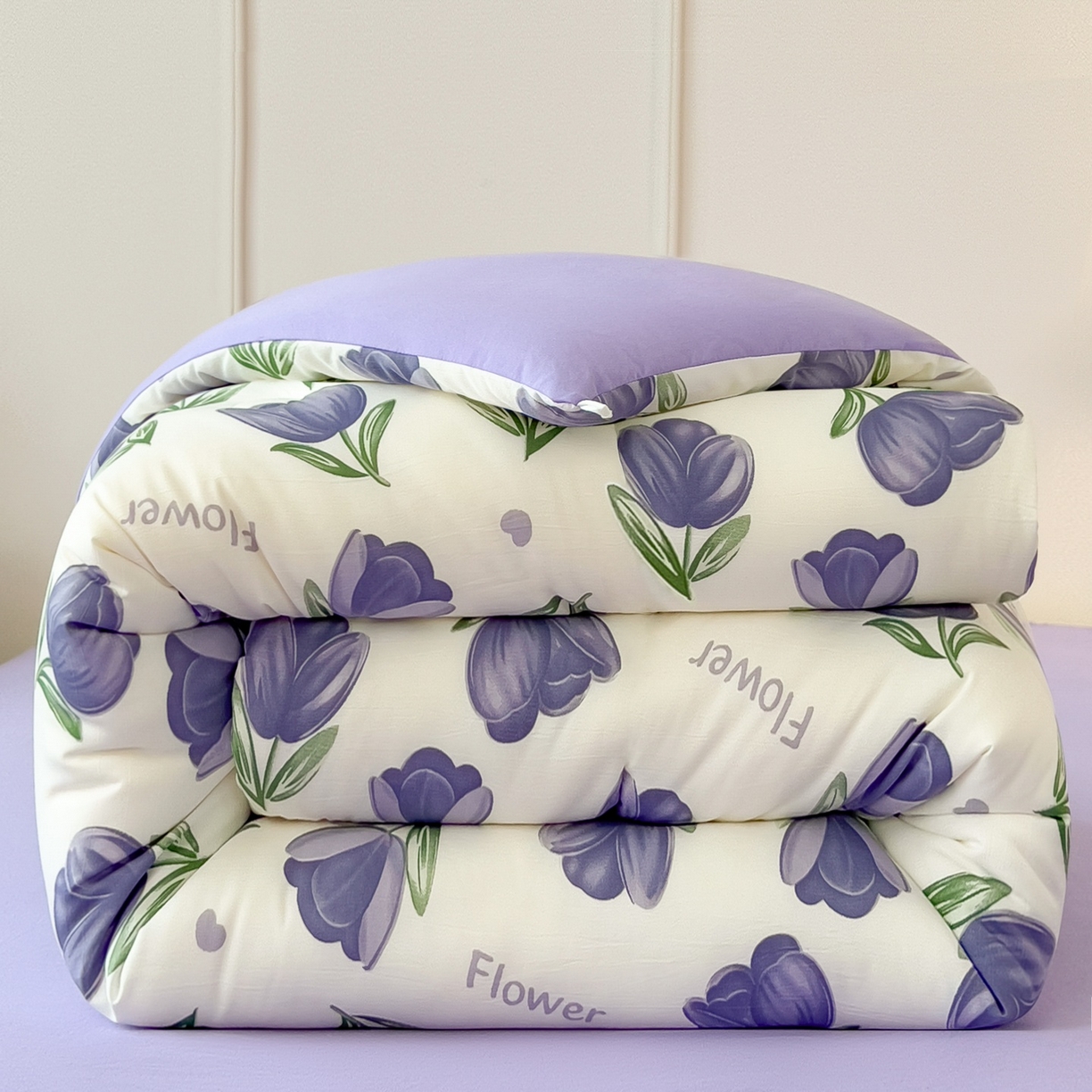 91家纺网 家纺一手货源 找家纺 宝士康家纺 2025新品10A抗菌双层纱冬被被子被芯 郁金紫