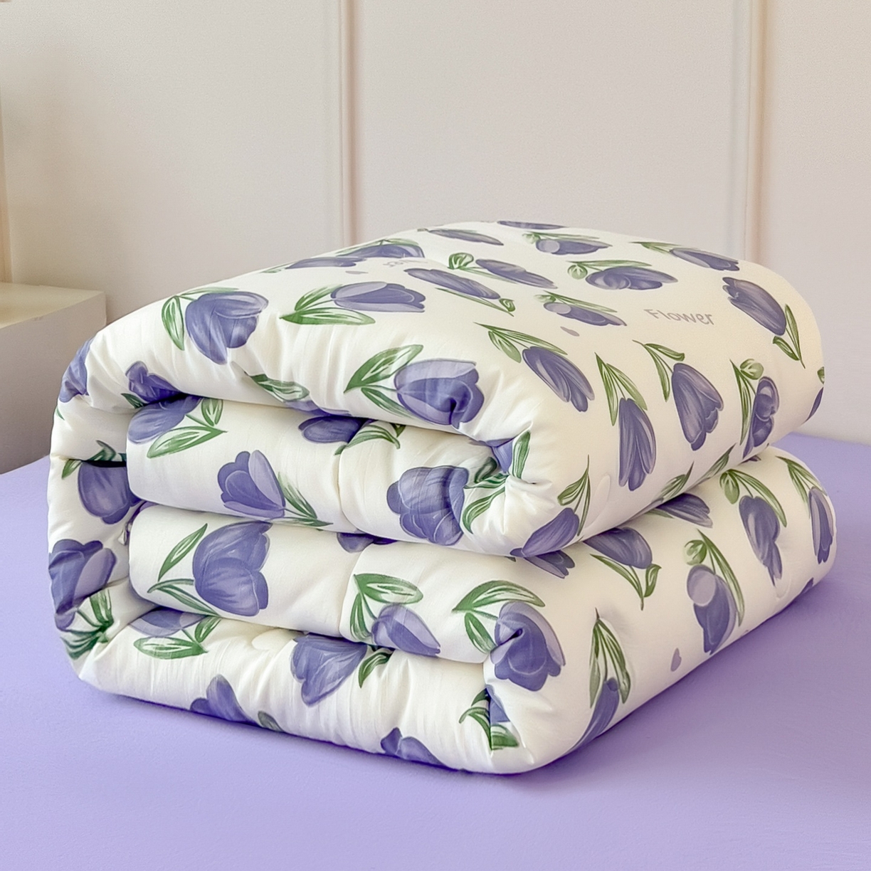 91家纺网 家纺一手货源 找家纺 宝士康家纺 2025新品10A抗菌双层纱冬被被子被芯 郁金紫