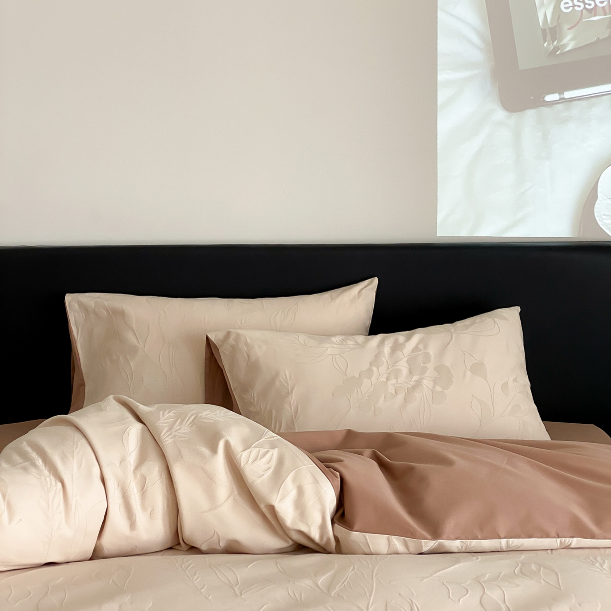 91家纺网 家纺一手货源 找家纺 玉宇阁家居 2025秋款100S大提花磨毛四件套-一梦幽兰系列 一梦幽兰-秋日特调