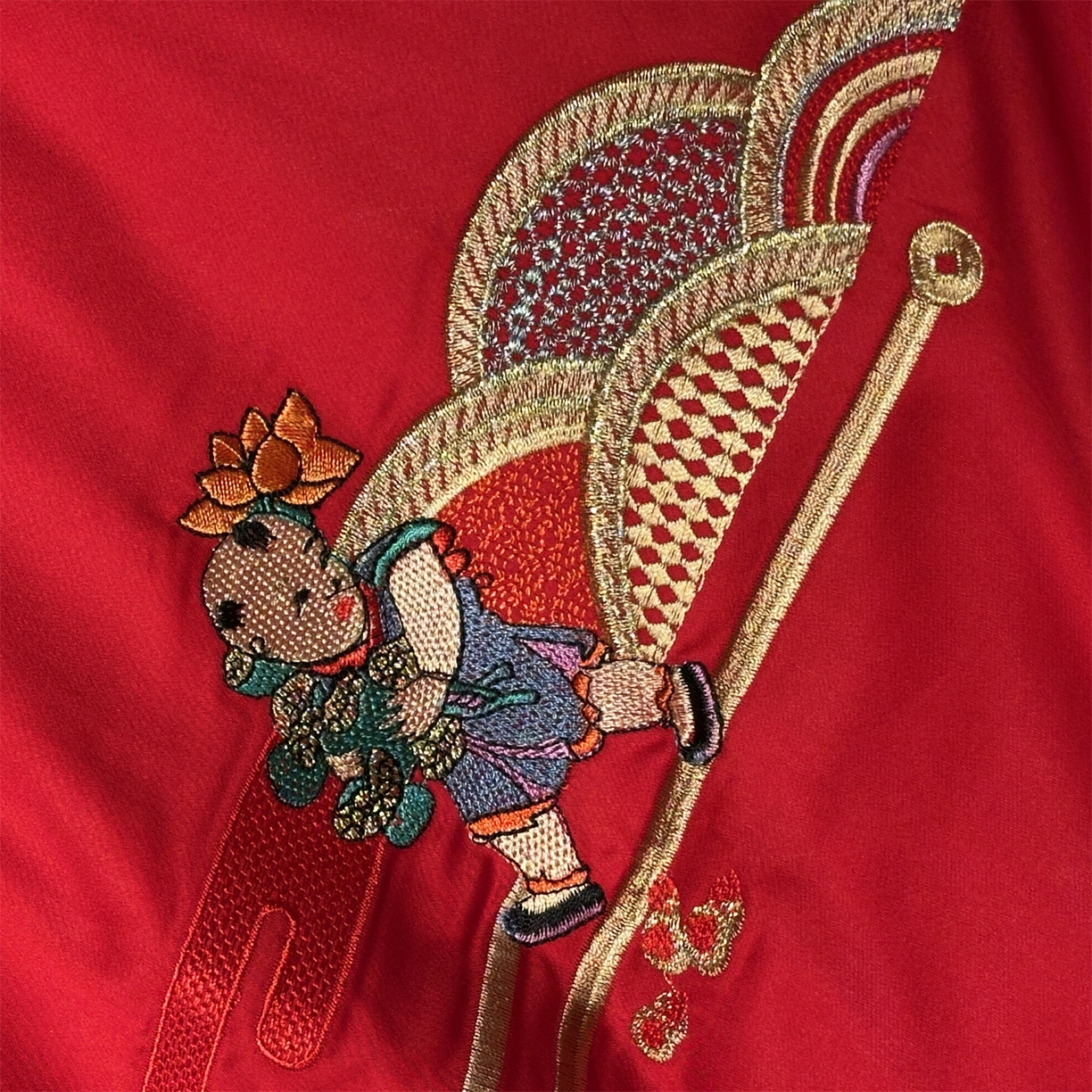 91家纺网 家纺一手货源 找家纺 美娘阁 2025新款长绒棉全棉贡缎提花款新中式古典韵味精美刺绣婚庆四件套-系列二 百子款-百子多福