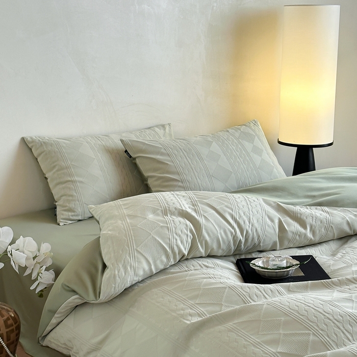 91家纺网 家纺一手货源 找家纺 （总）玉宇阁家居 2025新款100S色织空气大提花全棉纯棉长绒棉四件套-安缦春也100S