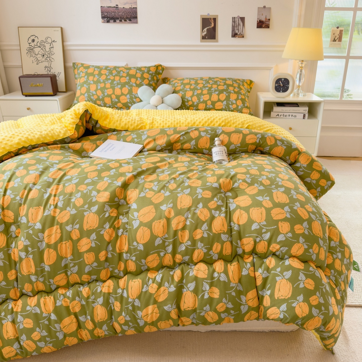 91家纺网 家纺一手货源 找家纺 宝士康家纺 2025新品10A抗菌豆豆绒冬被被子被芯 郁金香