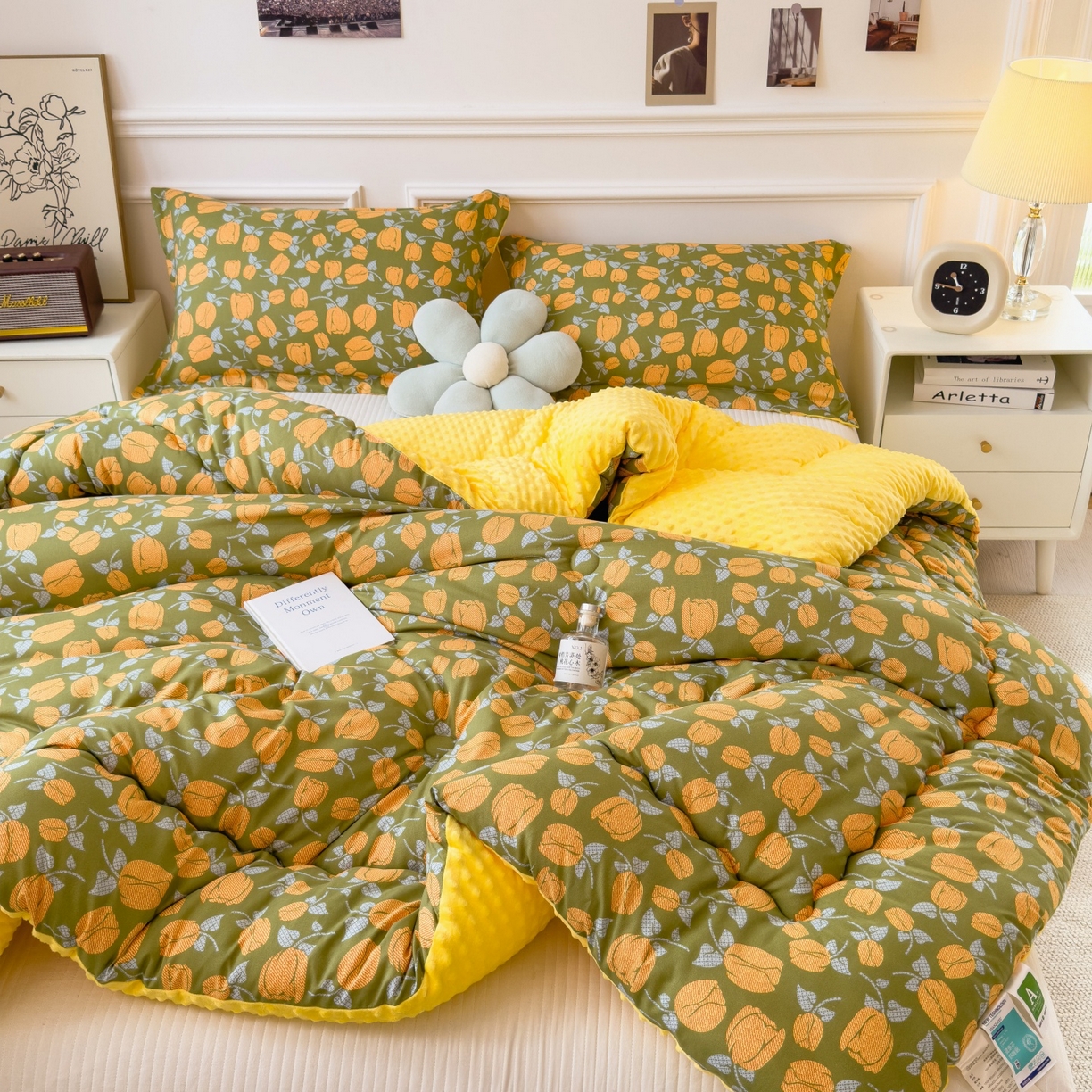 91家纺网 家纺一手货源 找家纺 宝士康家纺 2025新品10A抗菌豆豆绒冬被被子被芯 郁金香