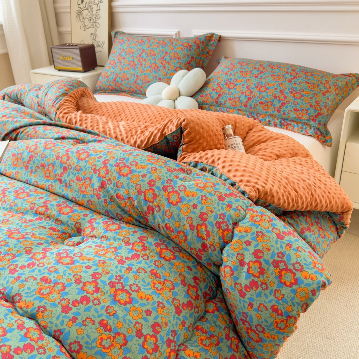 91家纺网 家纺一手货源 找家纺 宝士康家纺 2025新品10A抗菌豆豆绒冬被被子被芯 艾维