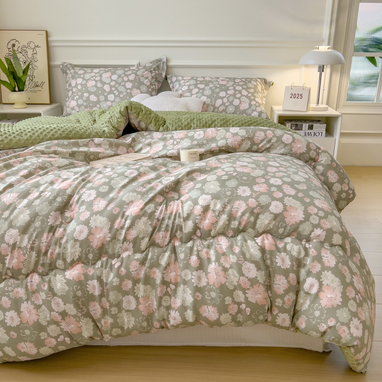 91家纺网 家纺一手货源 找家纺 宝士康家纺 2025新品10A抗菌豆豆绒冬被被子被芯 绿野庄园