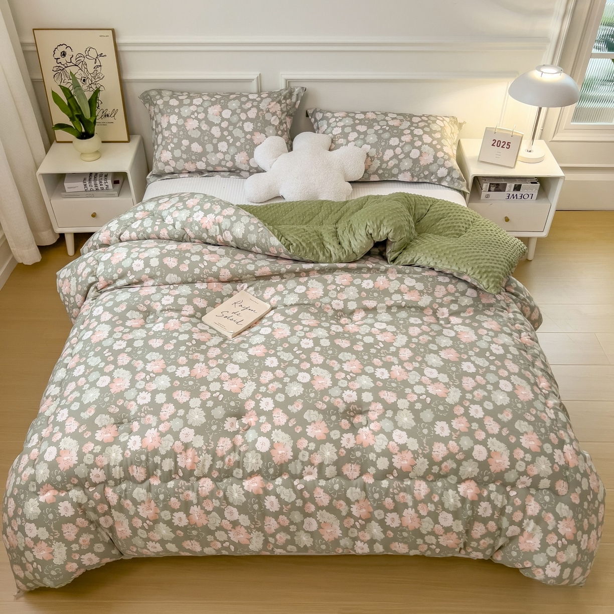 91家纺网 家纺一手货源 找家纺 宝士康家纺 2025新品10A抗菌豆豆绒冬被被子被芯 绿野庄园