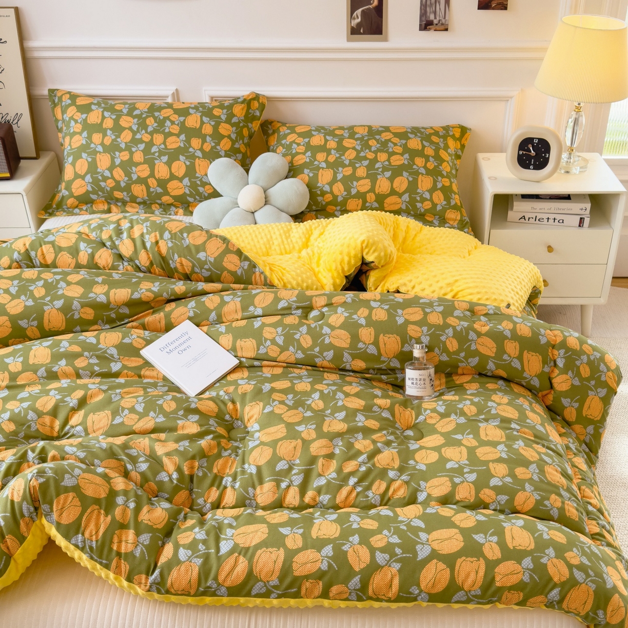 91家纺网 家纺一手货源 找家纺 宝士康家纺 2025新品10A抗菌豆豆绒冬被被子被芯 郁金香