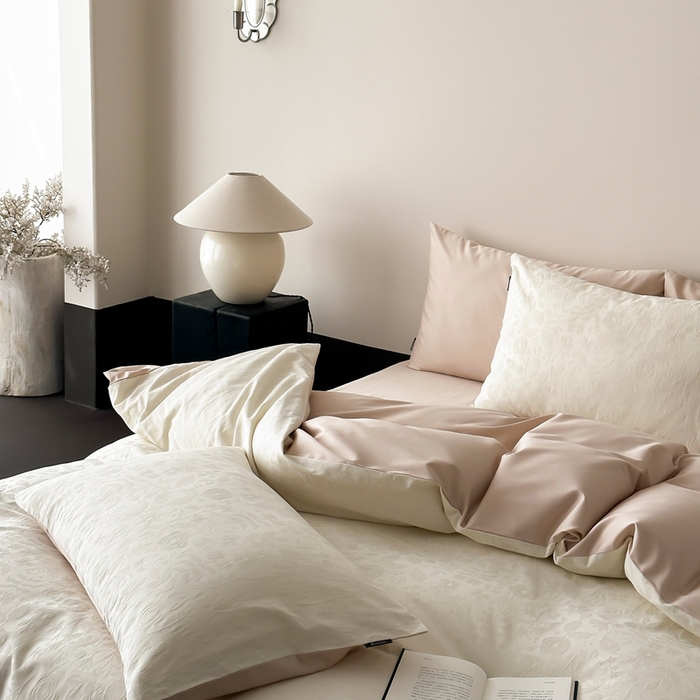 91家纺网 家纺一手货源 找家纺 （总）玉宇阁家居 2025新款100S色织空气大提花全棉纯棉长绒棉四件套-苏莉的春天100S