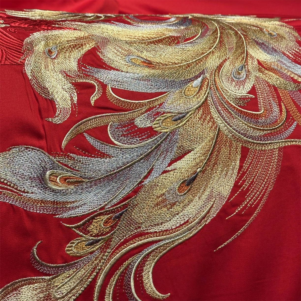 91家纺网 家纺一手货源 找家纺 美娘阁 2025新款长绒棉全棉贡缎提花款新中式古典韵味精美刺绣婚庆四件套-系列一 龙凤款-龙凤同喜