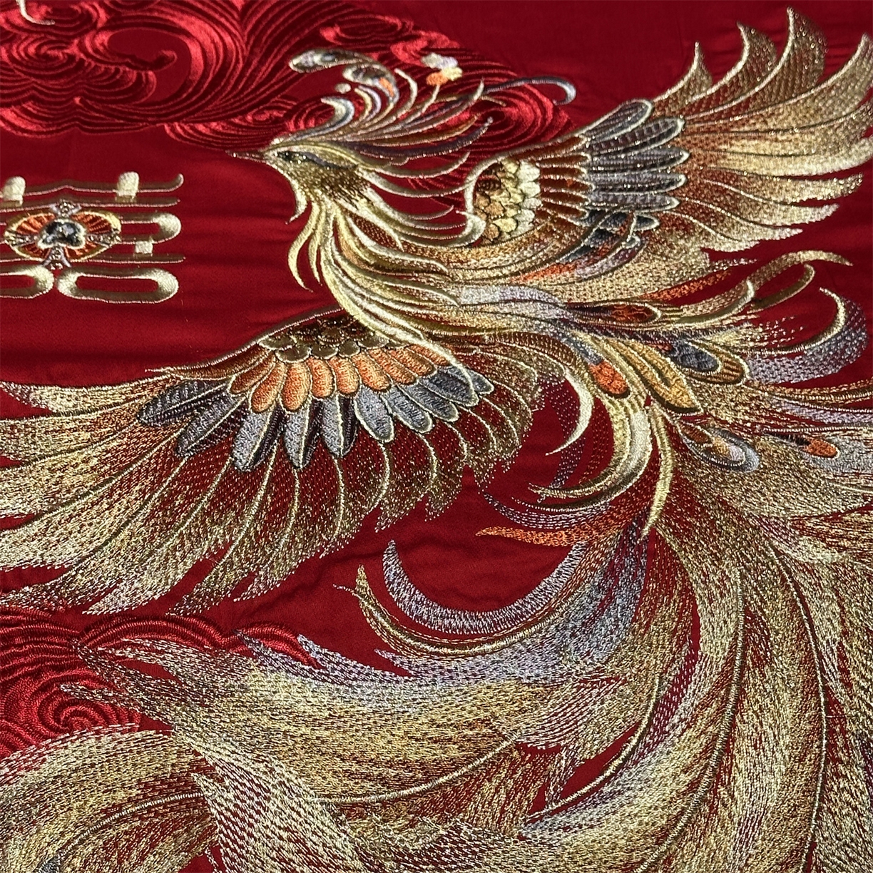 91家纺网 家纺一手货源 找家纺 美娘阁 2025新款长绒棉全棉贡缎提花款新中式古典韵味精美刺绣婚庆四件套-系列一 龙凤款-龙凤同喜