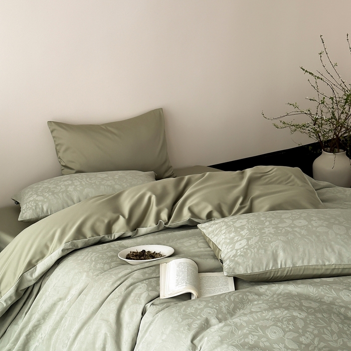 玉宇阁家居 2025新款100S色织空气大提花全棉纯棉长绒棉四件套-苏莉的春天100S 100S苏莉的春天-暮光森林